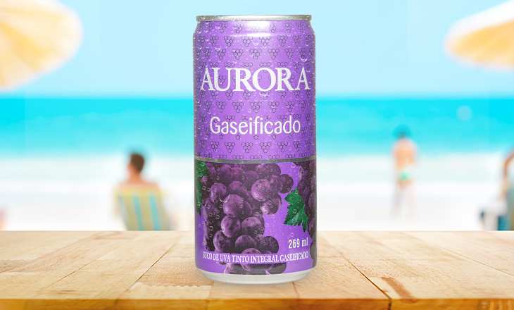 Único no Brasil, suco de uva integral Aurora Gaseificado ganha opção em lata