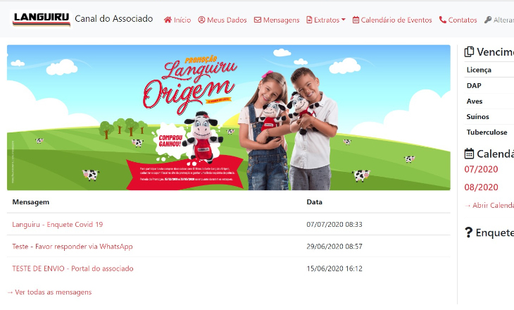Portal facilita comunicação entre a Cooperativa Languiru e seus associados